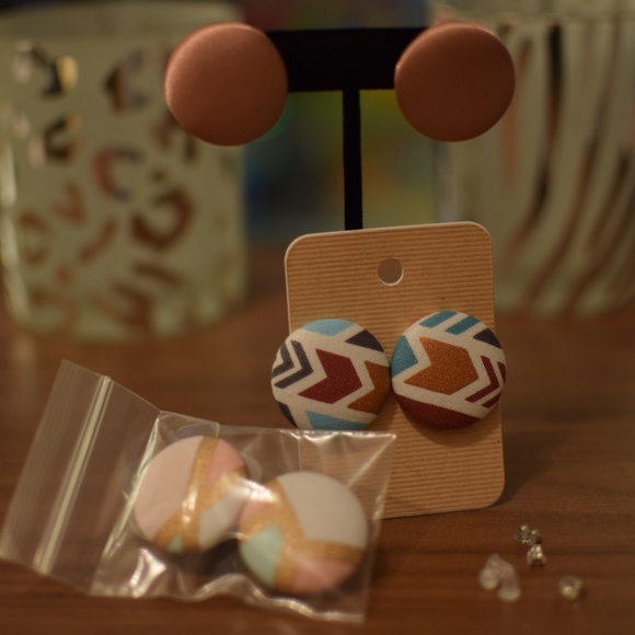 Handmade Button Earrings (Small) - Picture 2 of 3